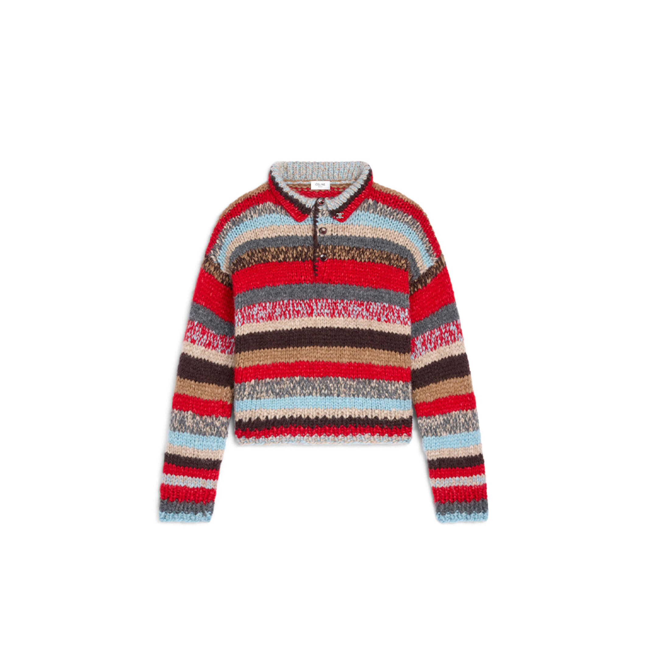 Ce1i*e polo sweater in mouline alpaca and wool ry0qh2v08.gdr9